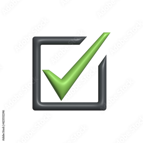 Approved sign 3d check Mark icon 3d rendering checkmark sign icon 