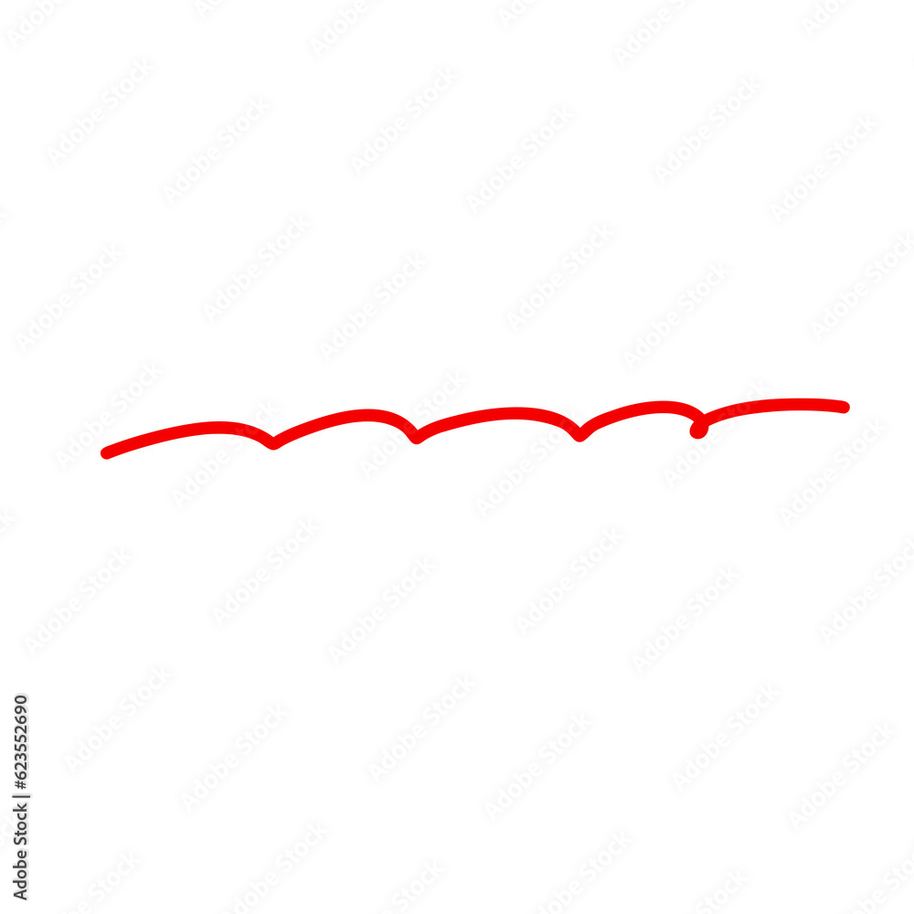 Simple red hand-drawn wavy line , Isolated PNG Simple red hand-drawn wavy line , Isolated PNG