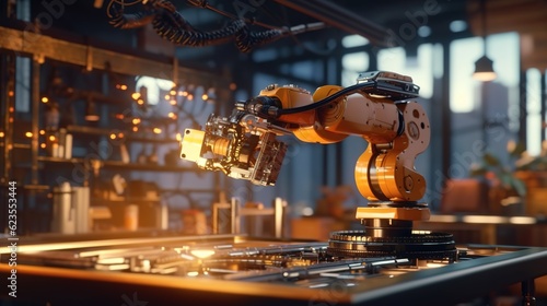 futuristic concept technology robotic automotive industry smart factory