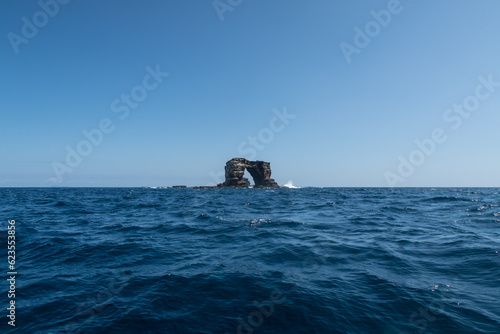 The famous landmark of the Galapagos archipelago, the Darwin Arch before it collapsed by erosion on 17 May 2021 in all its beauty and fascination.