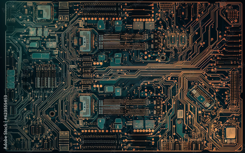 Circuit board background. Generative AI technology.