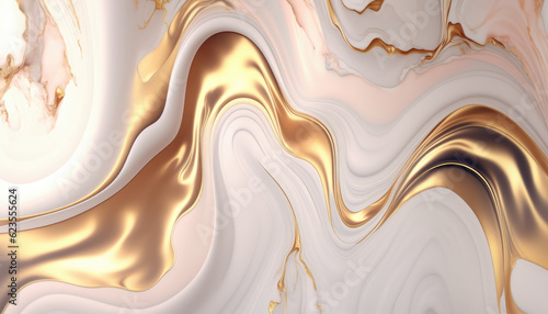 Abstract modern liquid fluid pink and gold mixed background in pastel color Powder color and light pink colour waves