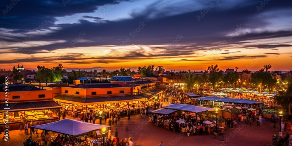 Fototapeta premium Marrakesh at night Morocco - Generative AI