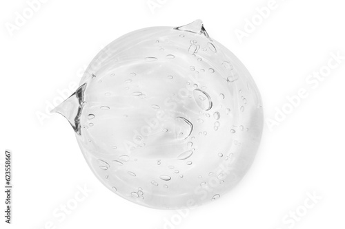 A large smear or drop of a transparent gel  serum. On an empty transparent background.
