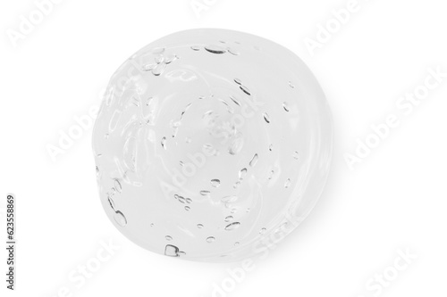 A large smear or drop of a transparent gel  serum. On an empty transparent background.