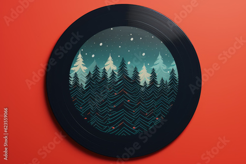 vinyl record with a holiday-themed pattern . Generative AI