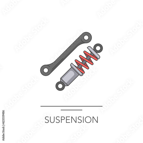 Car suspension icon. Outline colorful icon of spring and absorber on white. Vector illustration