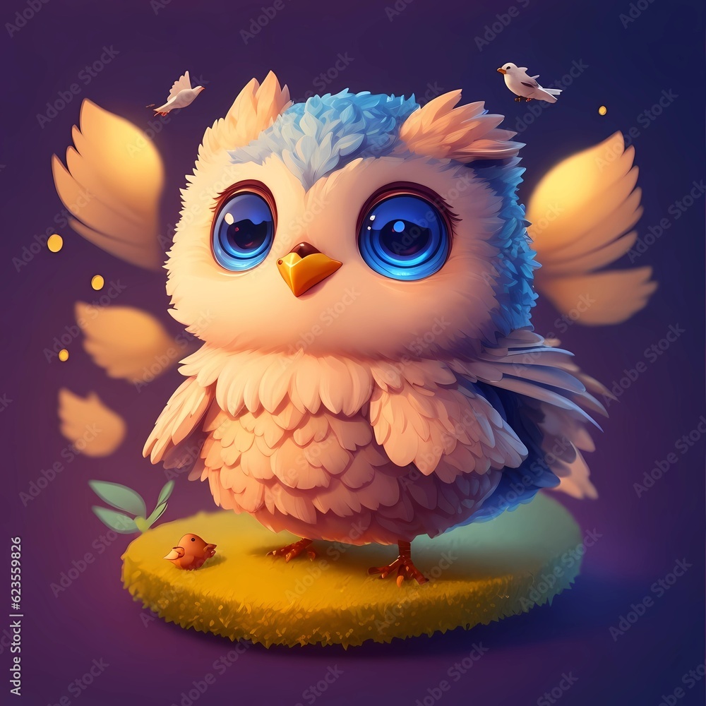 A Photorealistic Fantasy Art Masterpiece Featuring a Delightfully Cute Owl