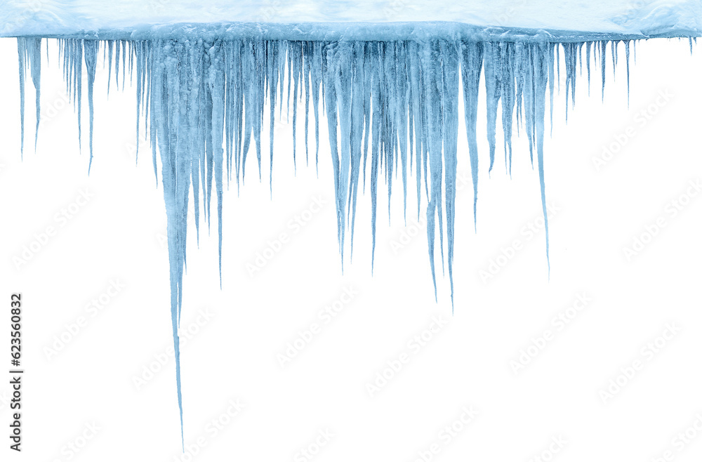 Icicles, isolated from the background, isolated object.  - obrazy, fototapety, plakaty 
