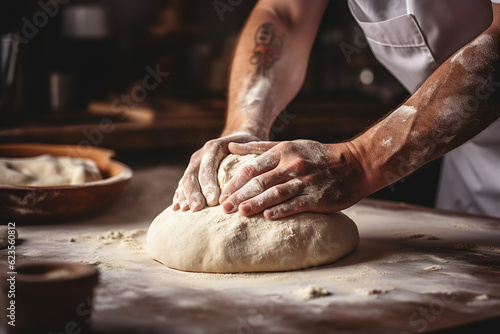 Wallpaper Mural An unidentified artisan baker passionately kneads dough, preparing it for the delicious creation of bread, hands close up, generative ai  Torontodigital.ca