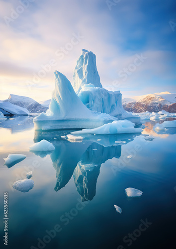 Arctic Icebergs on Arctic Ocean in Greenland, generative ai 