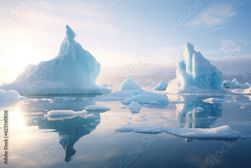 Wallpaper Mural Arctic Icebergs on Arctic Ocean in Greenland, generative ai  Torontodigital.ca