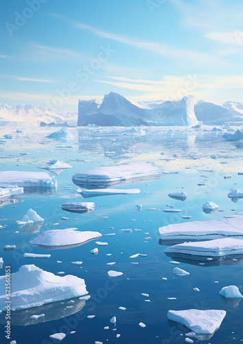 Arctic Icebergs on Arctic Ocean in Greenland, generative ai 