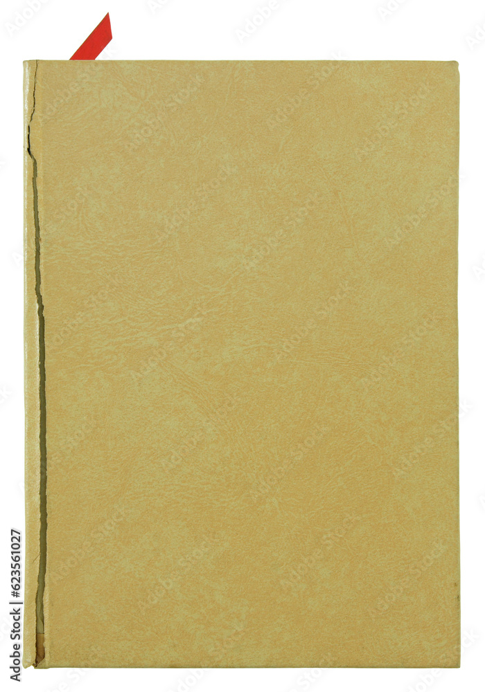 brown old leather book cover isolated with clipping path for mockup