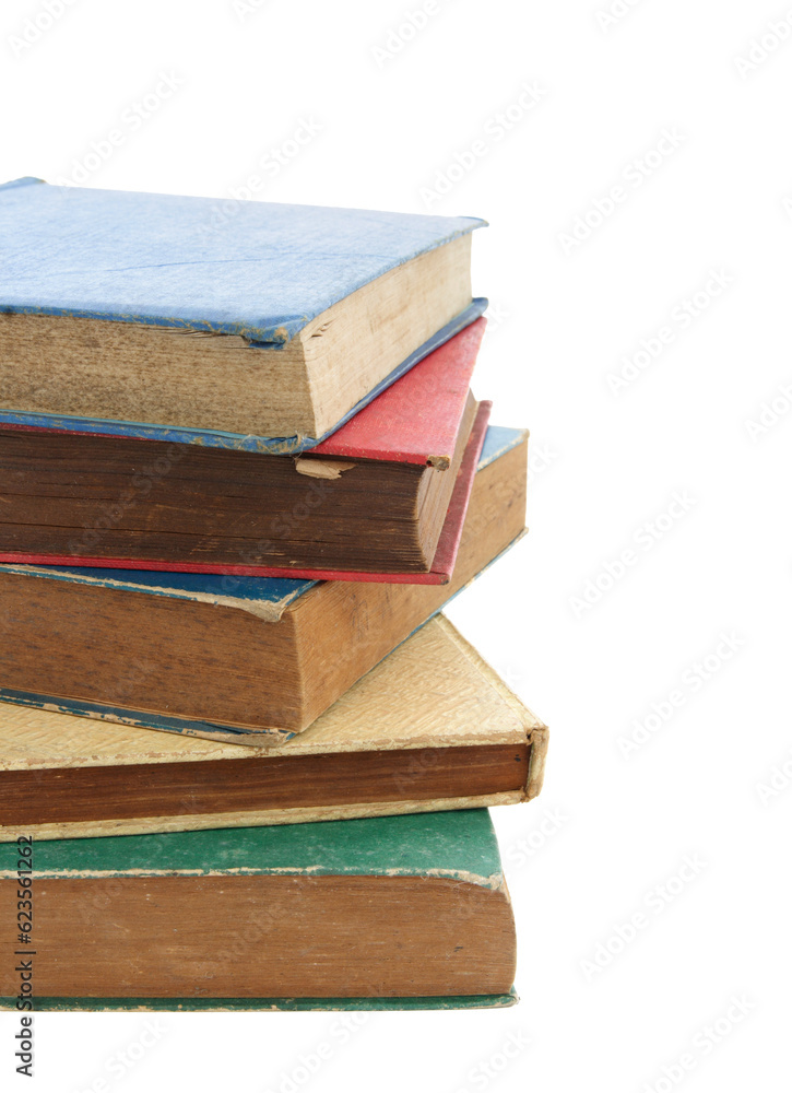 Pile of old books isolated with clipping path for mockup Pile of old books isolated with clipping path for mockup
