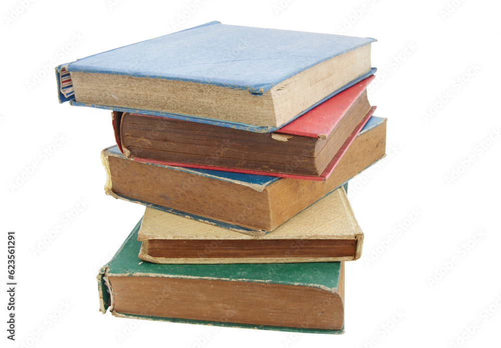 Pile of old books isolated with clipping path for mockup Pile of old books isolated with clipping path for mockup