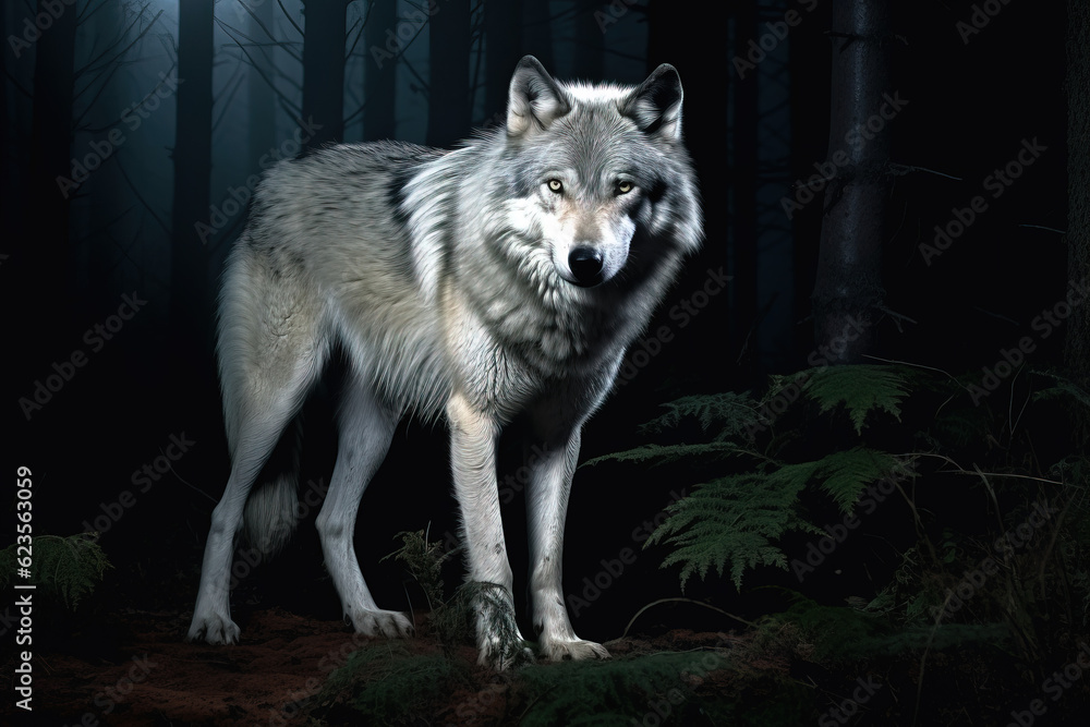 Beautiful and fierce wolf in the wilderness forest Beautiful and fierce wolf in the wilderness forest