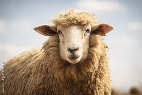 Beautiful sheep animal on a farrm