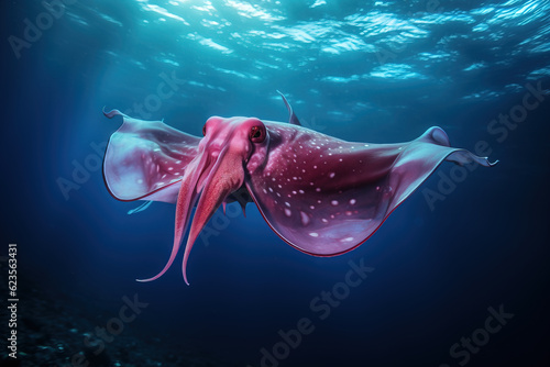 Vampire Squid swimming in the ocean