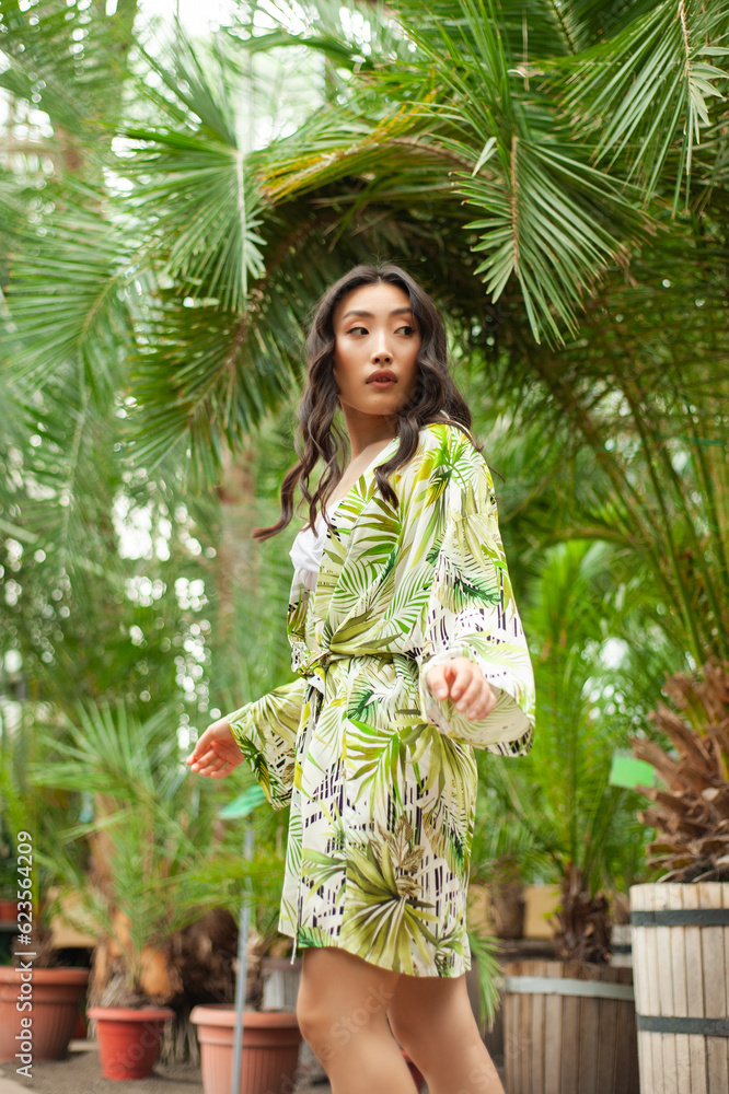 portrait beautiful young asian woman relax and smile in tropical garden hotel for vacation travel portrait beautiful young asian woman relax and smile in tropical garden hotel for vacation travel