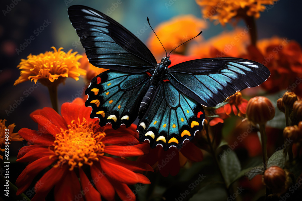Beautiful black butterfly monarch
