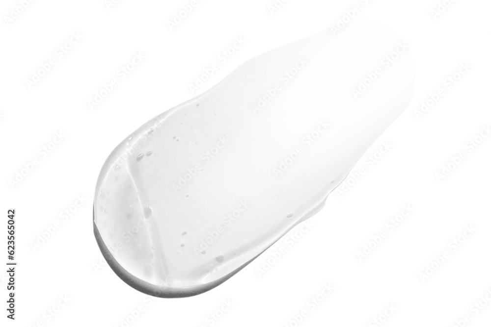 A large smear or drop of a transparent gel, serum. On an empty transparent background. A large smear or drop of a transparent gel, serum. On an empty transparent background.