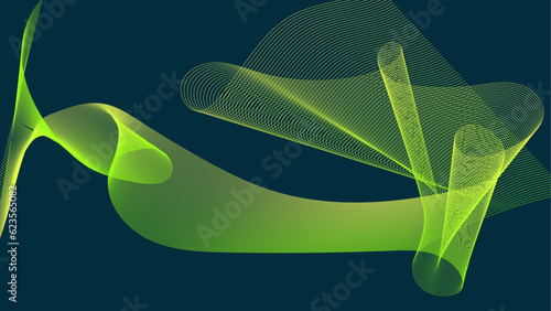 Vector wave lines move dynamically in vibrant blue and pink as they represent the notions of artificial intelligence technology, digital, communication, science, and music.