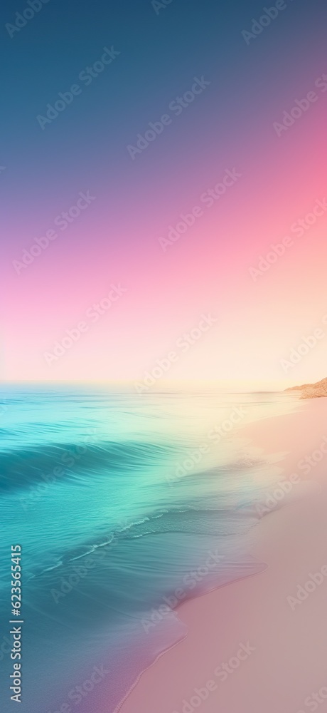 Fondo de una playa con colores pastel. Apropiado como fondo de pantalla para móvil.
