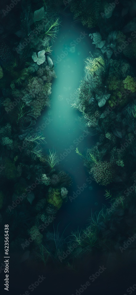 Fototapeta premium Fondo conceptual de vegetación y naturaleza. Apropiado como fondo de pantalla para móviles. Generado por IA.