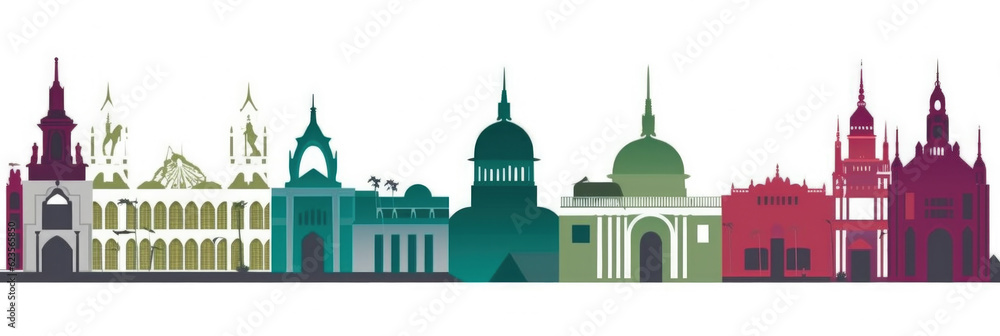 Brazilia city panorama, urban landscape with modern buildings. Business travel and travelling of landmarks. Illustration, web background. Skyscraper silhouette. Brasil - Generative AI