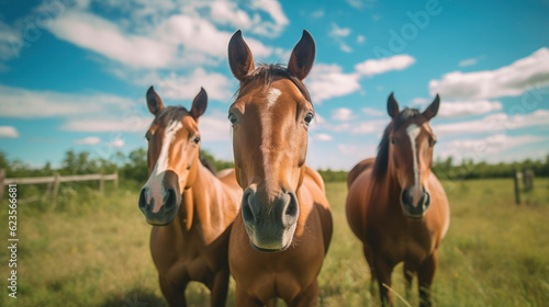 Awe-Inspiring Serenity  Panoramic Views of Horses in the Wilderness  cavalos na naturreza  generative ai