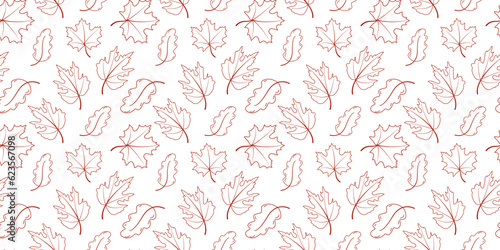 Autumn leaves seamless pattern, flat design template. Autumn background