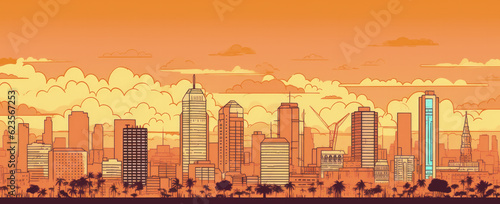 Ivory Coast Famous Landmarks Skyline Silhouette Style, Colorful, Cityscape, Travel and Tourist Attraction - Generative AI