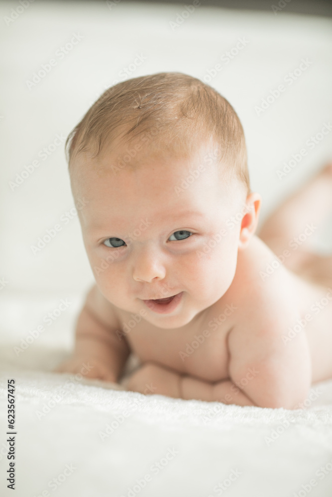 Cute little baby crawling. Family morning at home. Beautiful smiling son. Beautiful happy child. Cute little baby crawling. Family morning at home. Beautiful smiling son. Beautiful happy child.