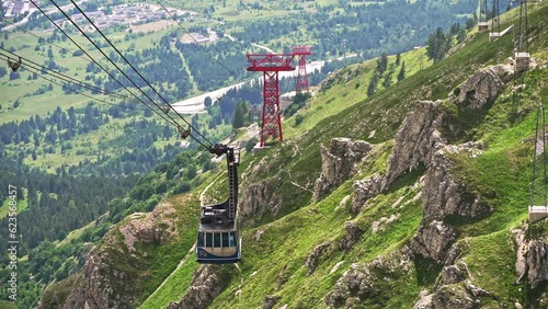 Gondola cable car of Campo Imperatore, chain of Gran Sasso. Gran Sasso and Monti della Laga National Park, Abruzzo, Italy, Europe photo