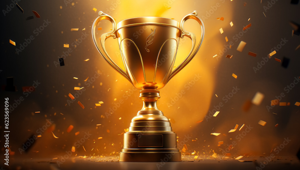 Gold trophy template in the style of graphic design poster, winner cup.
Gold trophy template in the style of graphic design poster, winner cup.