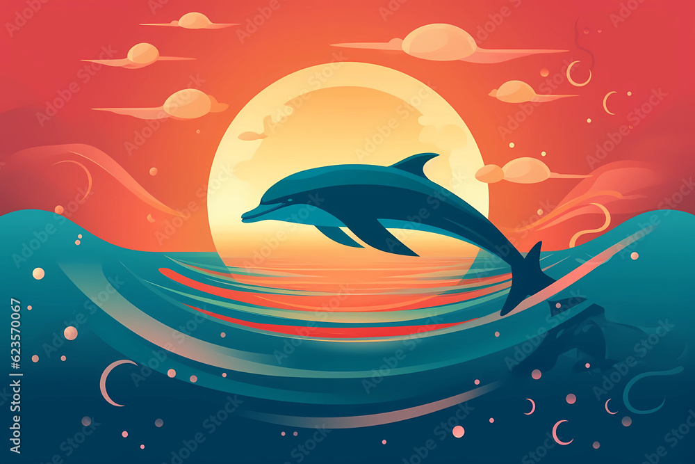 Obraz premium dolphin and the moon