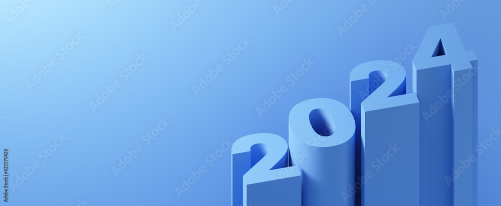 2024 New Year banner template. 3d rendering. 2024 New Year banner template. 3d rendering.