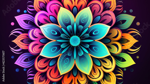 Mandala colorful 3d illustration background pattern
