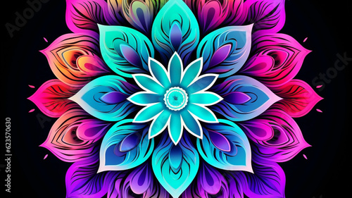 Mandala colorful 3d illustration background pattern