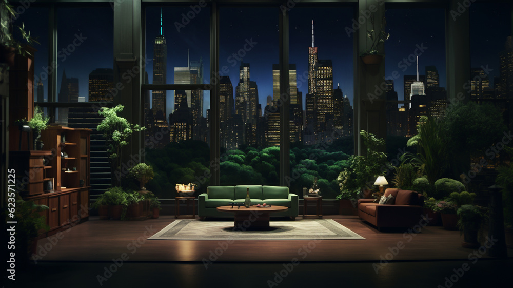 Immersive TV studio stage, with led and spotlights lights and luxury ...