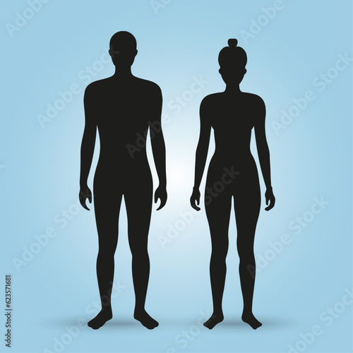 Silhouettes of man and woman in vector illustration 