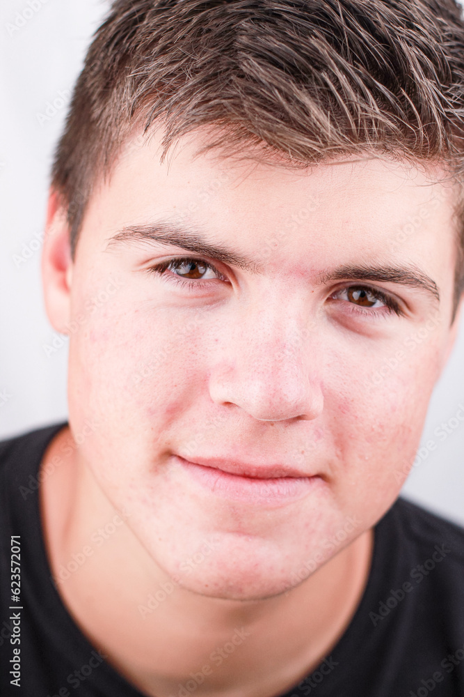Obraz premium Teenage Boy Close Up White Background
