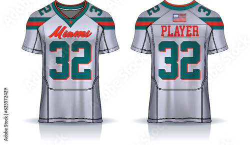 American Football jersey,t-shirt sport design template.uniform front and back view. 