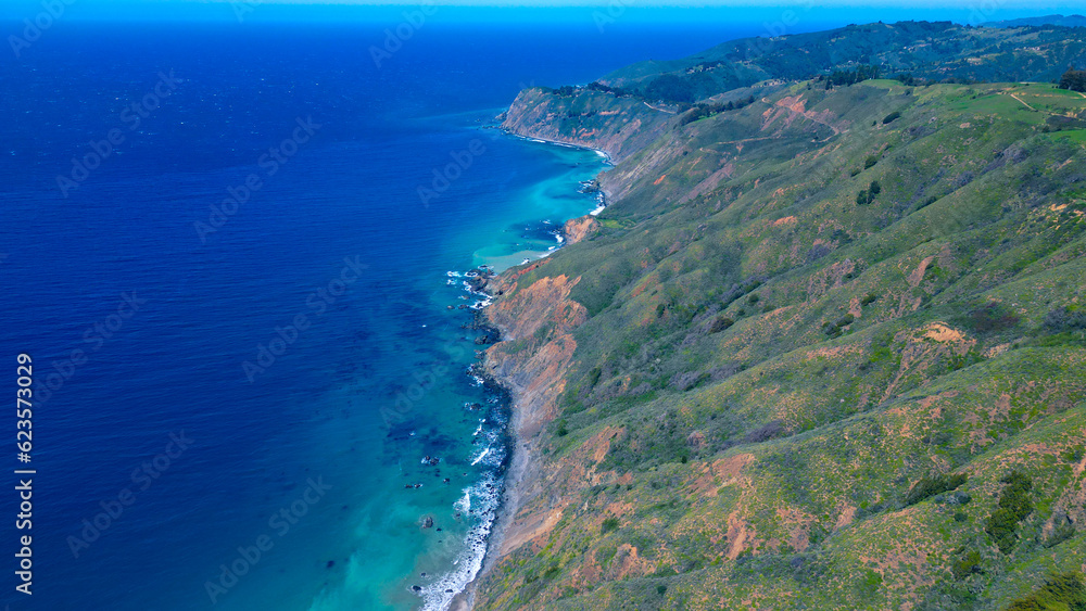 Aerial view of Pacific Highway California Coastline Aerial view of Pacific Highway California Coastline