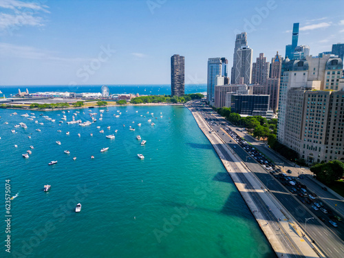 Aerial view of Chicago lakefront and city skyline © Aerial Drone Footage