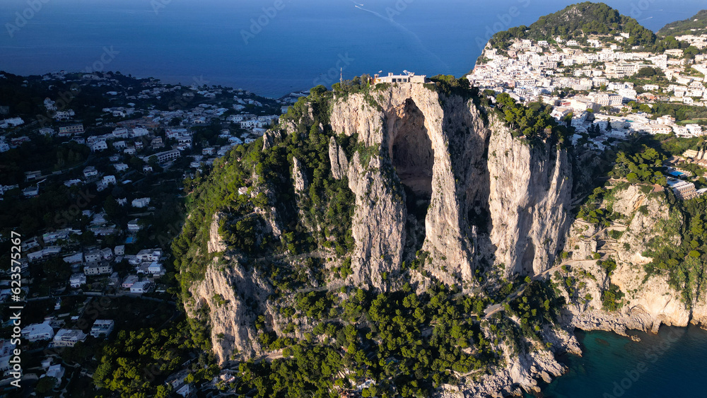 Aerial view of Capri Island and Ocean