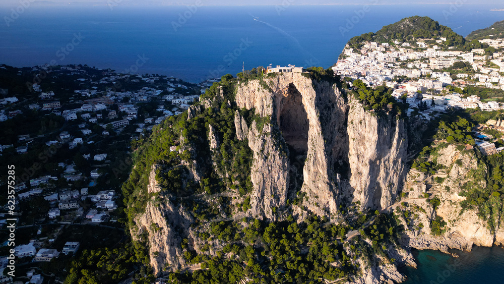 Aerial view of Capri Island and Ocean