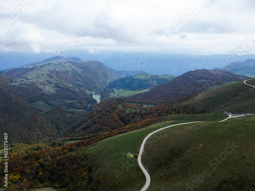 Aerial video view of lake Garda from Monte Baldo mountains in Italy