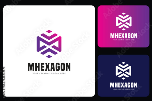 Hexagonal M Letter Logo Design Template